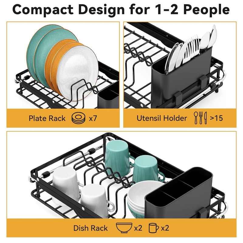 TOOLF Over the Sink Dish Drying Rack,In Sink Dish Drying Racks,Expandable Dish Rack Over Sink Counter,Adjustable Dish Drainer for Inside Sink with Utensil Holder, Stainless Steel Dish Strainer Compact Size - Image 4